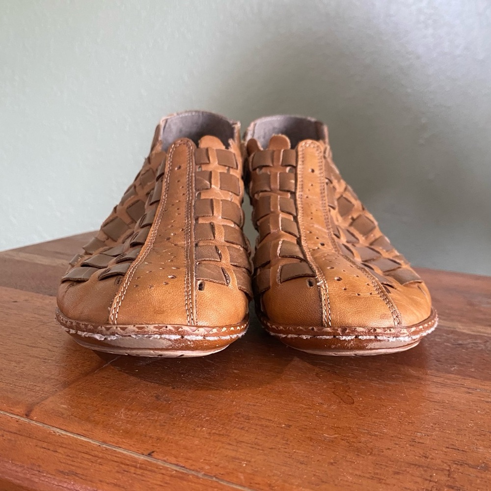 Rieker Sina Shoes EU 38 Brown Leather Anti Stress Weave Slingback Heel US 7 - Picture 4 of 13